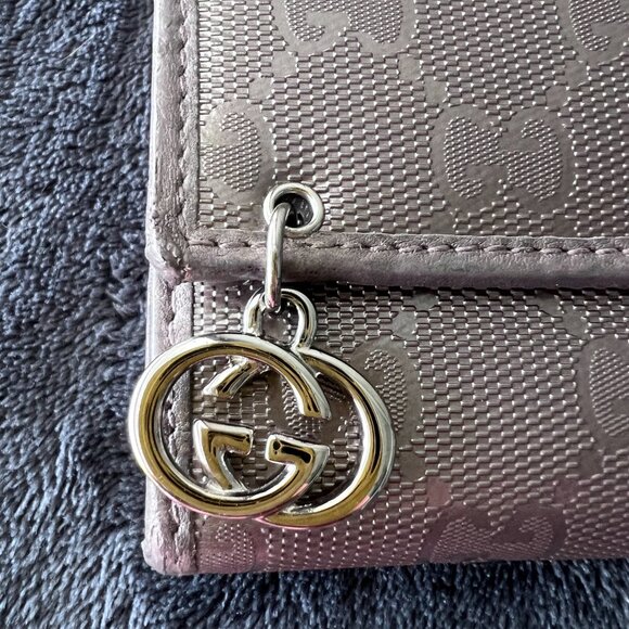 Gucci GG Imprimé Canvas Wallet in Purple/Pewter Metallic with Silver Hardware - Picture 10 of 13